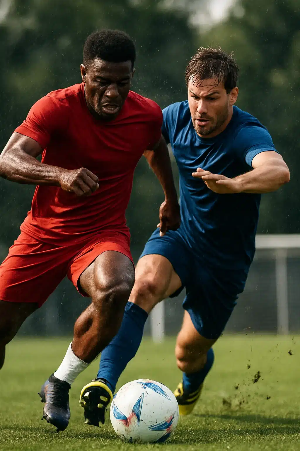 intense action press and intercept drill showing defensive skills in soccer defense drills