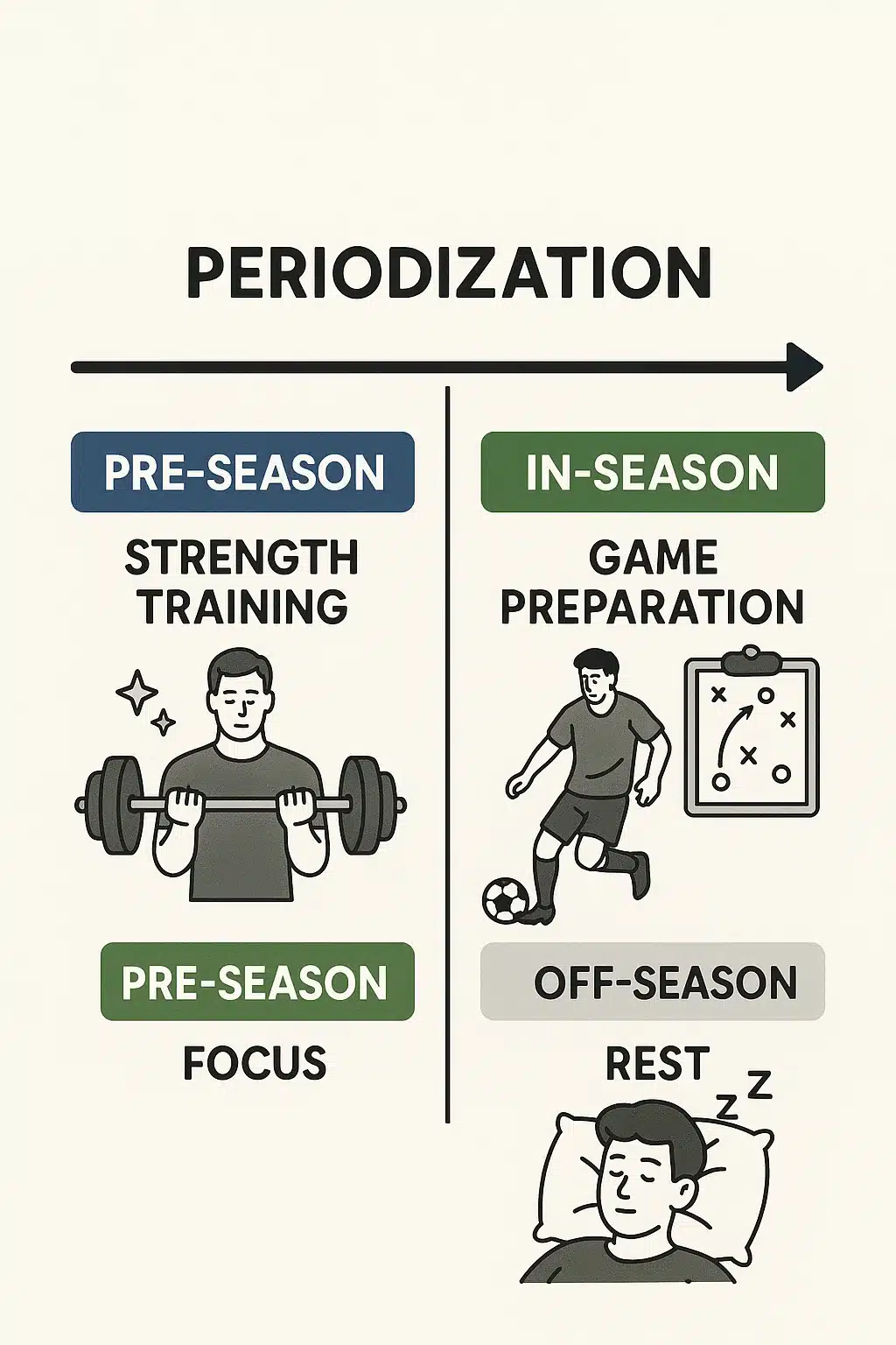 periodization timeline for soccer training schedule showing seasonal phases