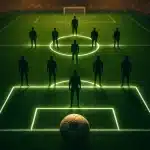 powerful soccer 4 4 2 formation overview with players soccer ball and stadium lights