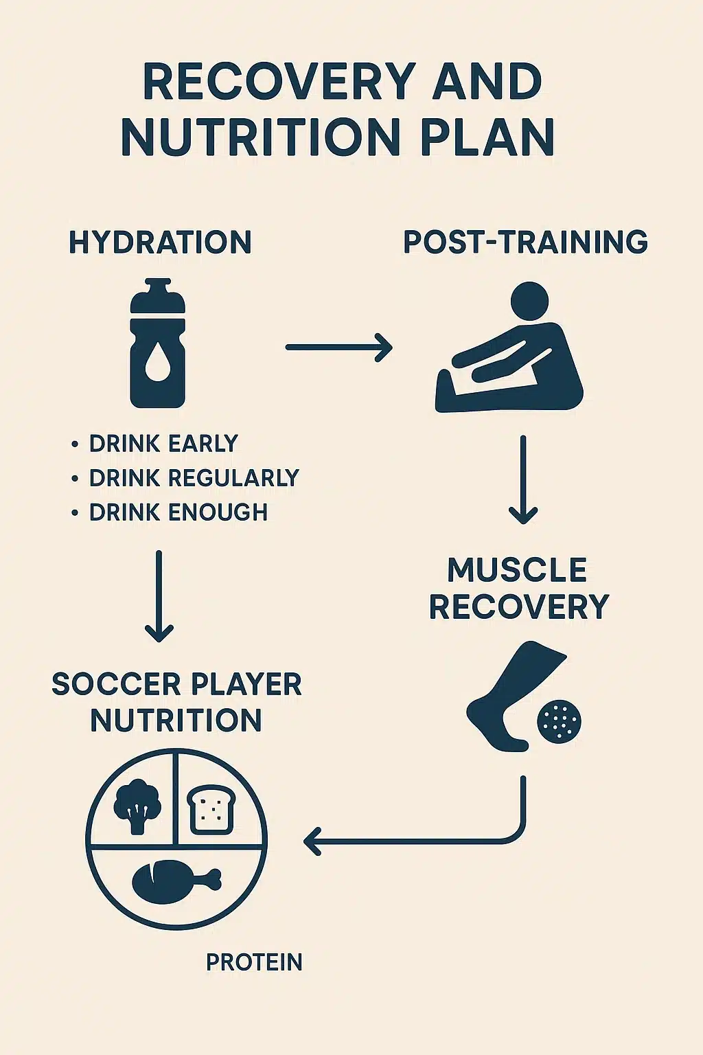 recovery and nutrition plan flowchart for soccer training schedule