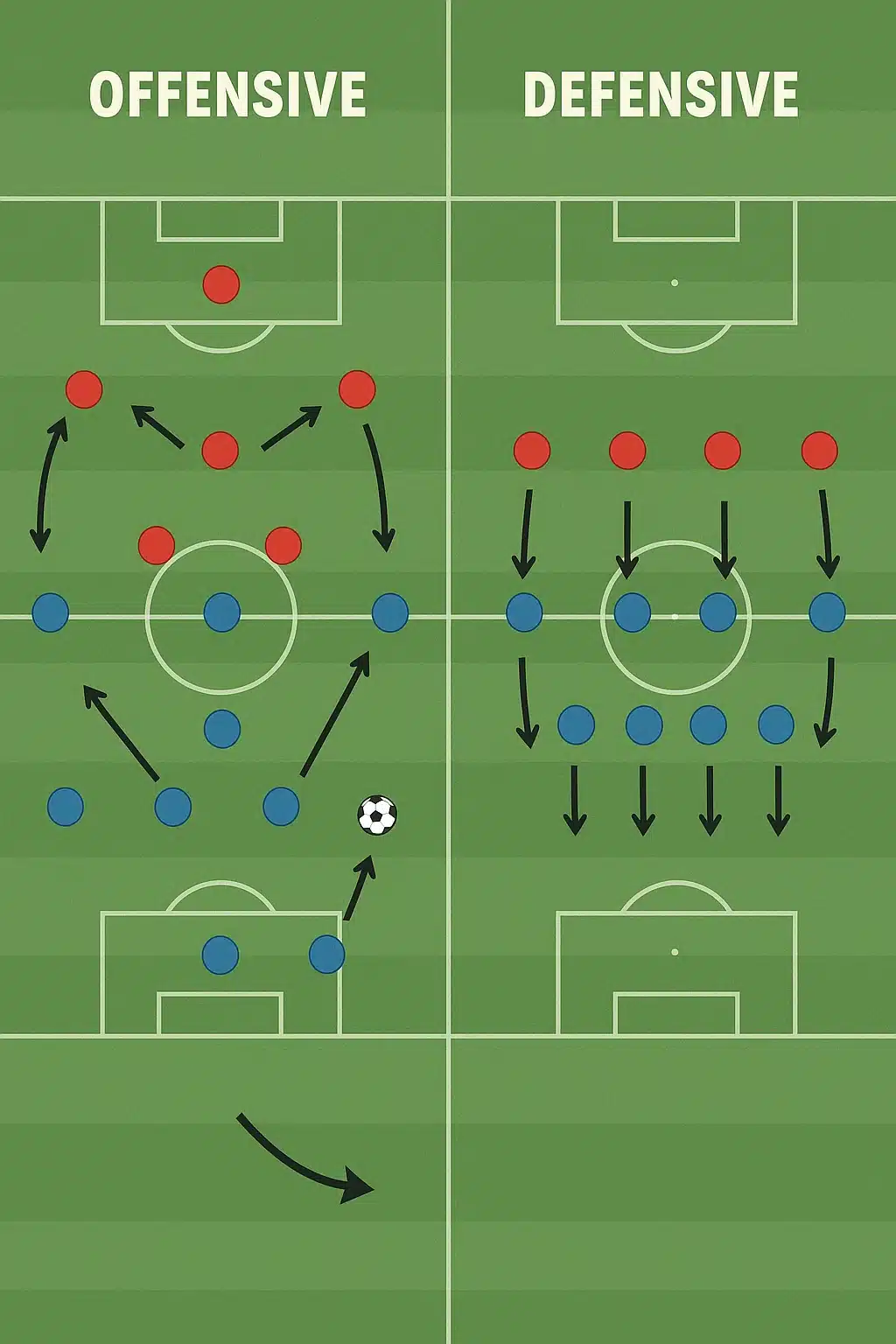 soccer 4 3 3 tactics offensive and defensive strategy diagram