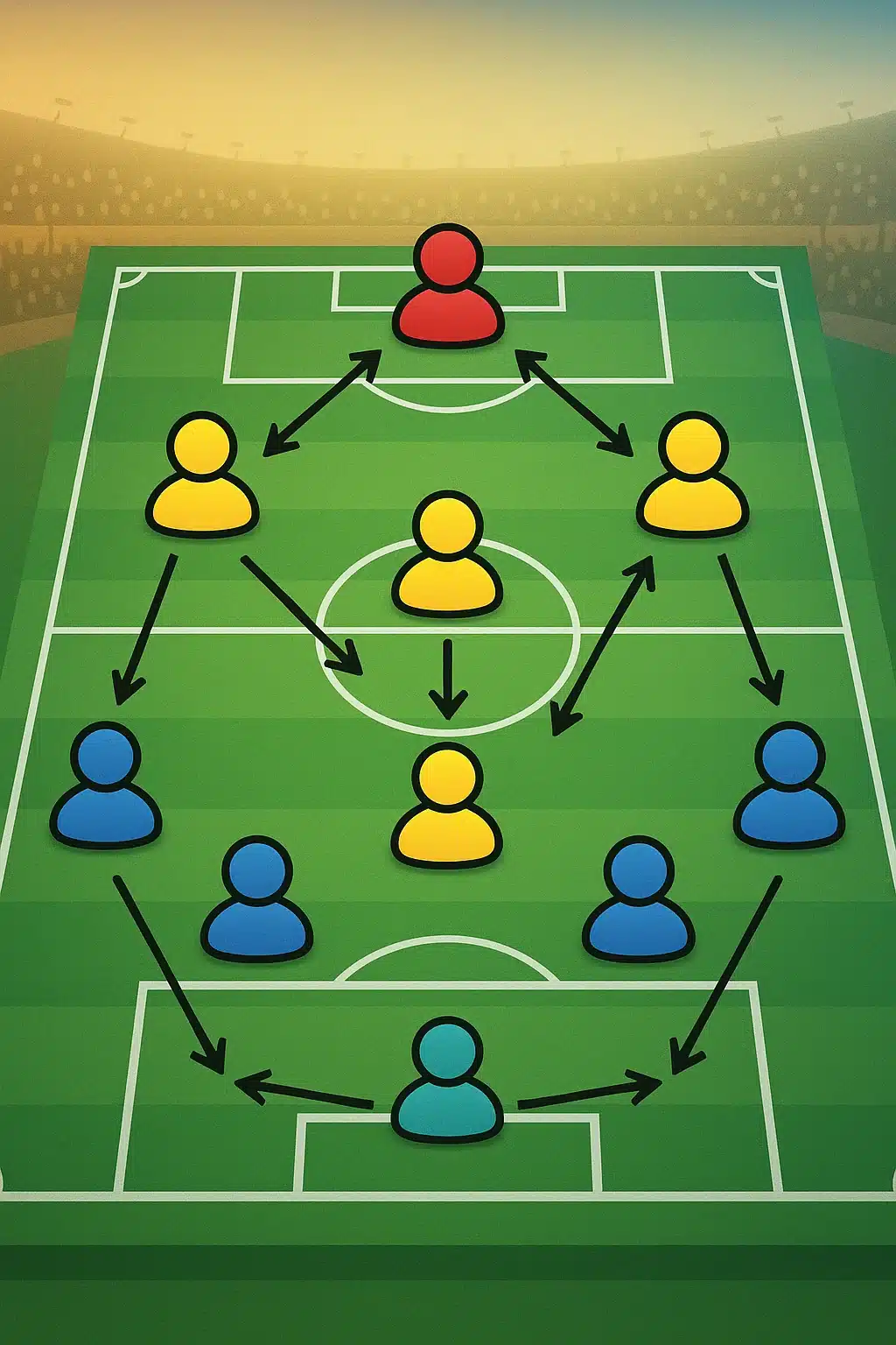 soccer 4 3 3 tactics player positions and formation diagram on soccer field