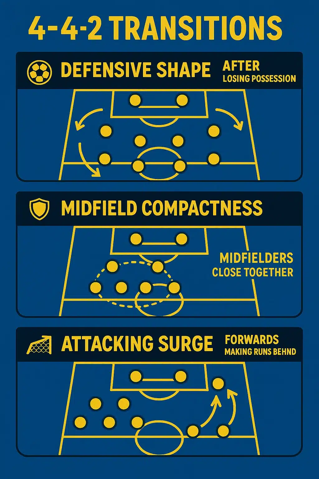 soccer 4 4 2 formation tactical transition guide defensive midfield attacking steps
