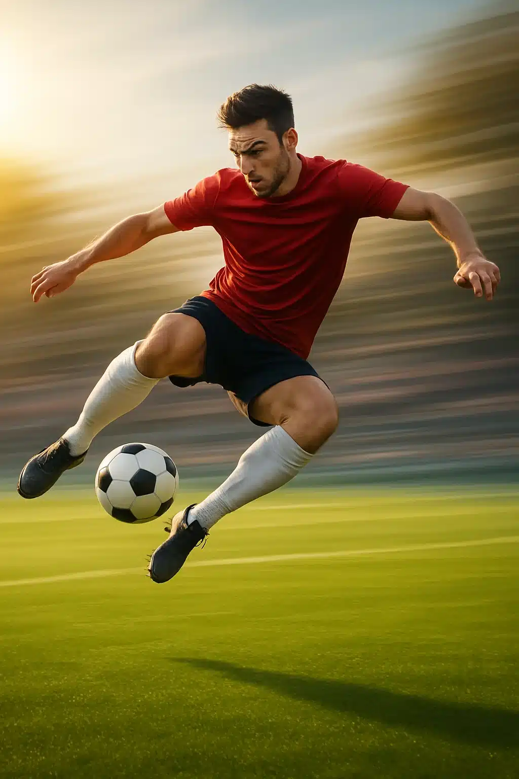 soccer agility drills dynamic player performing agile soccer move on sunlit field with ball