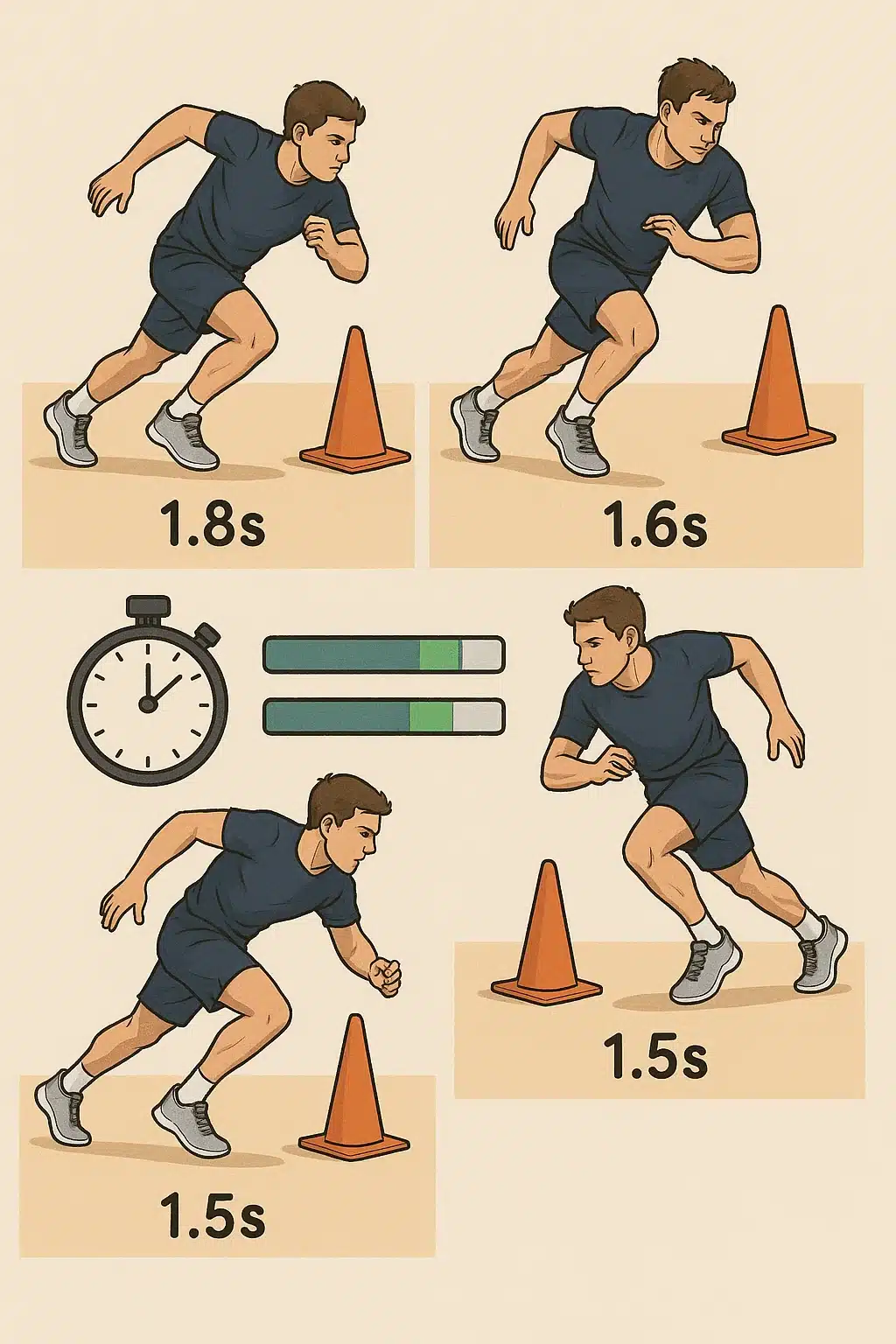 soccer agility drills shuttle run sprinting between cones timed for speed and reaction