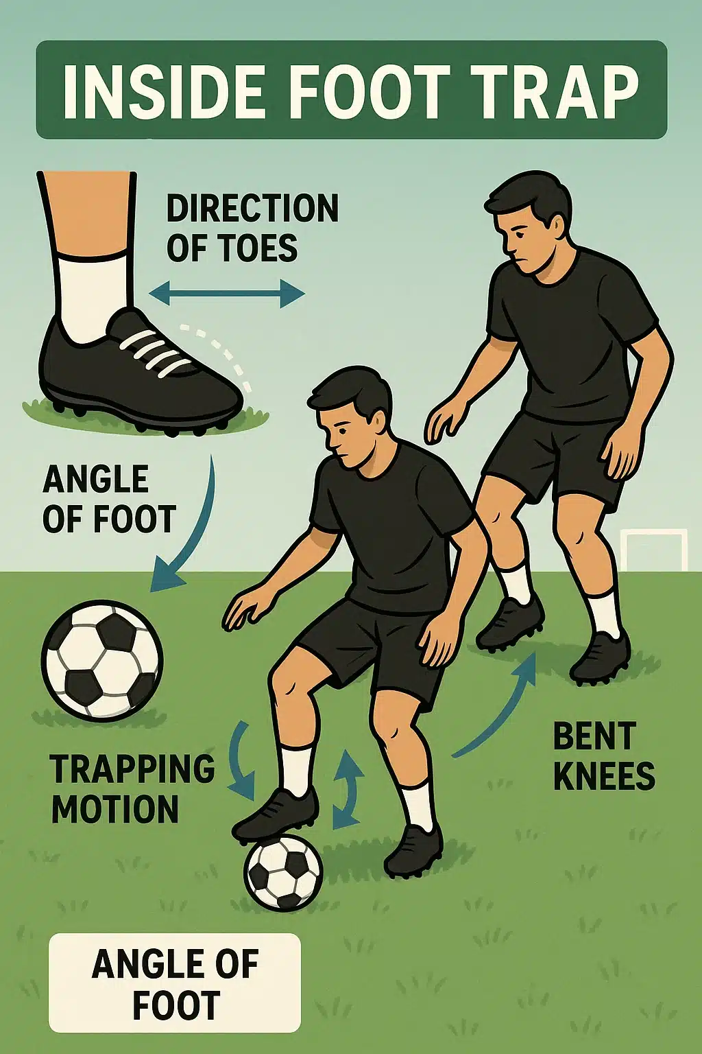 Master 5 Essential Soccer Ball Control Skills for Every Player 2 soccer ball control foot positioning and trapping technique illustrated with detailed diagrams