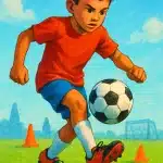 soccer drills for beginners young player practicing ball control on green field