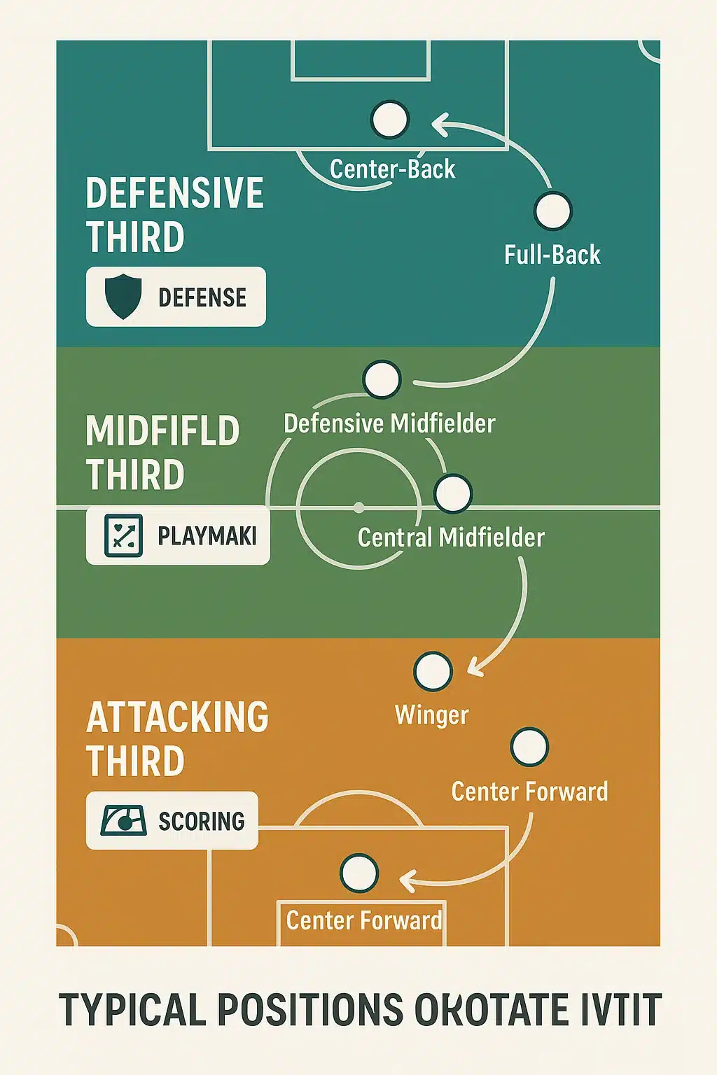 5 Essential Soccer Field Positions Every Ball Lover Should Know 4 soccer field positions infographic showing zones defensive midfield and attacking thirds with roles