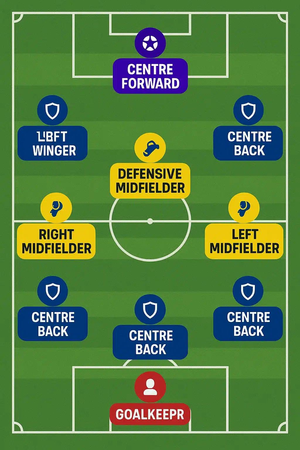 5 Essential Soccer Field Positions Every Ball Lover Should Know 2 soccer field positions labeled on digital diagram with defenders midfielders forwards and goalkeeper