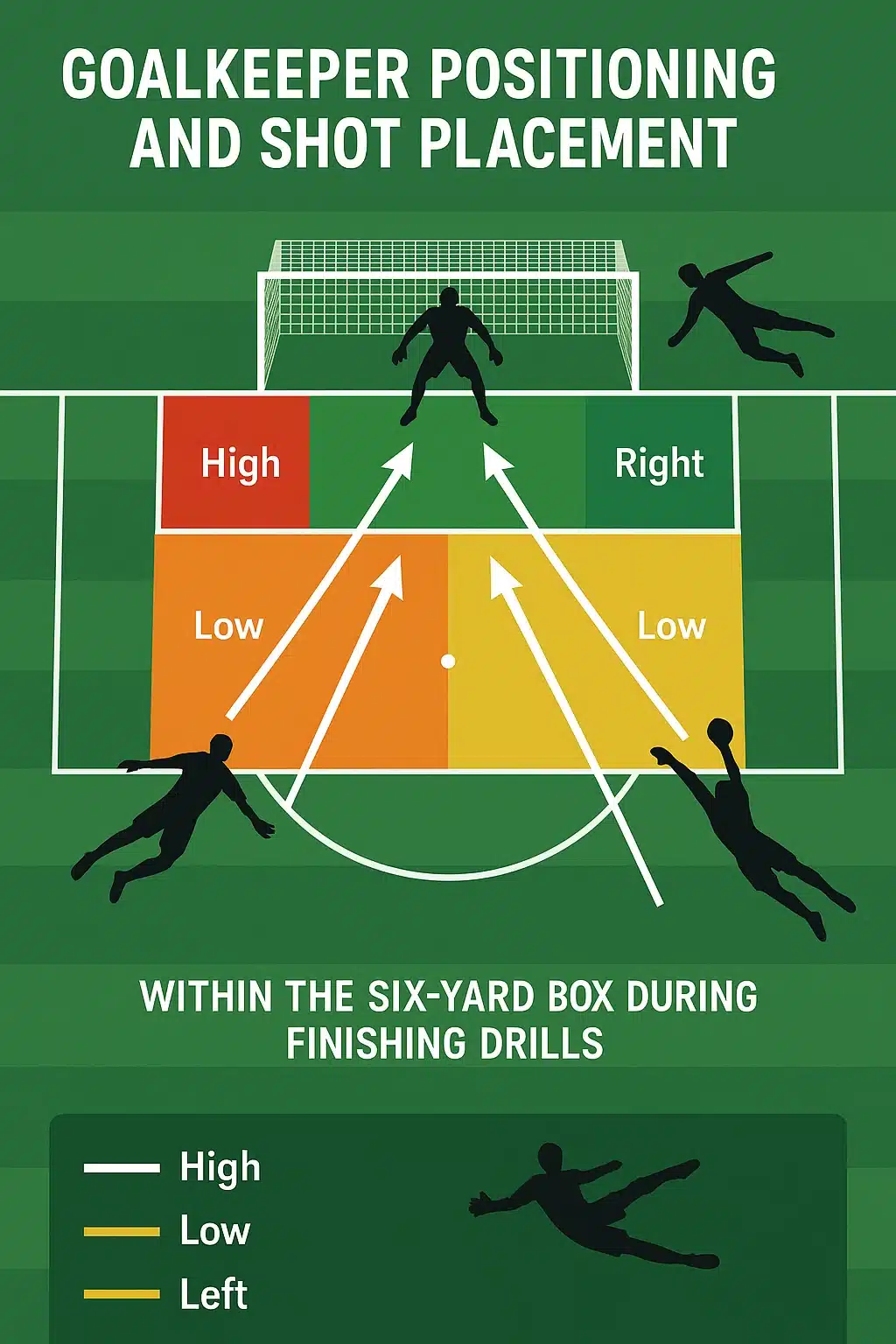 5 Powerful Soccer Finishing Drills For Every Soccer Ball Lover 5 soccer finishing drills goal area diagram showing shot placement and goalkeeper positioning