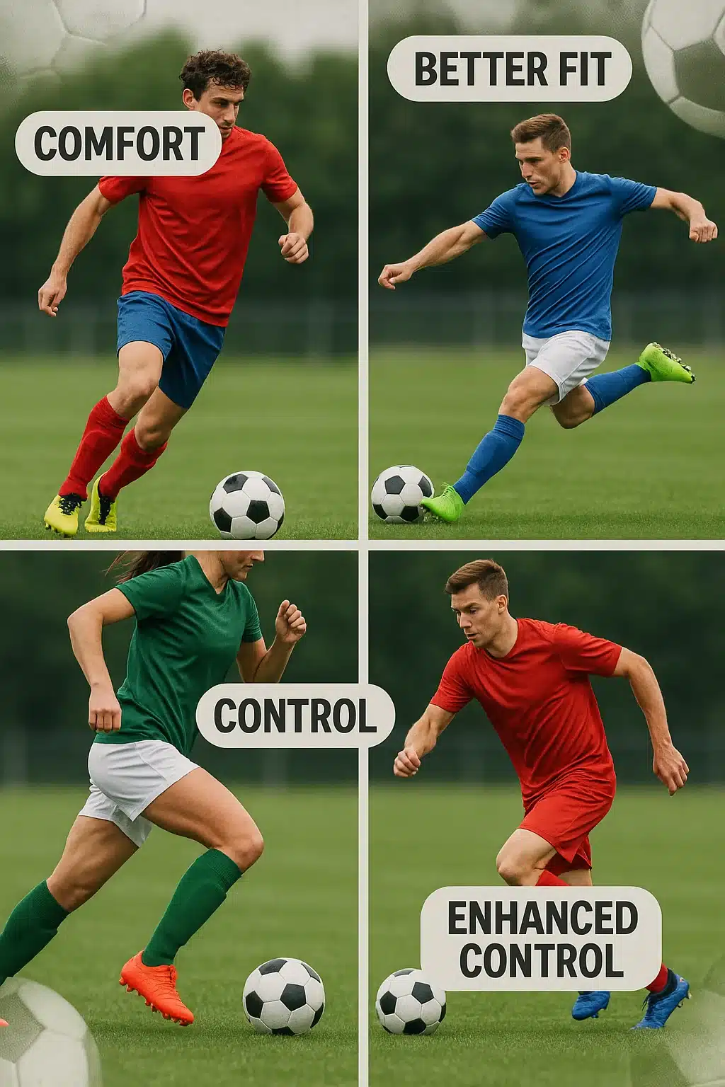 soccer players wearing soccer cleats for wide feet performing on the field