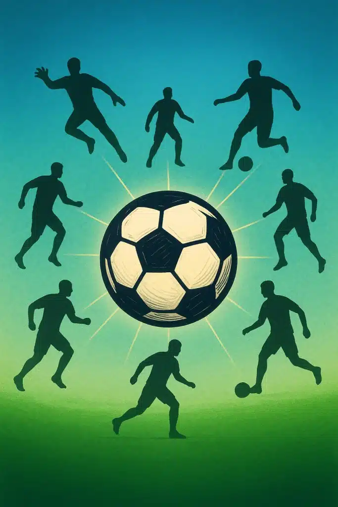 soccer positions explained central soccer ball with player position silhouettes and light beams