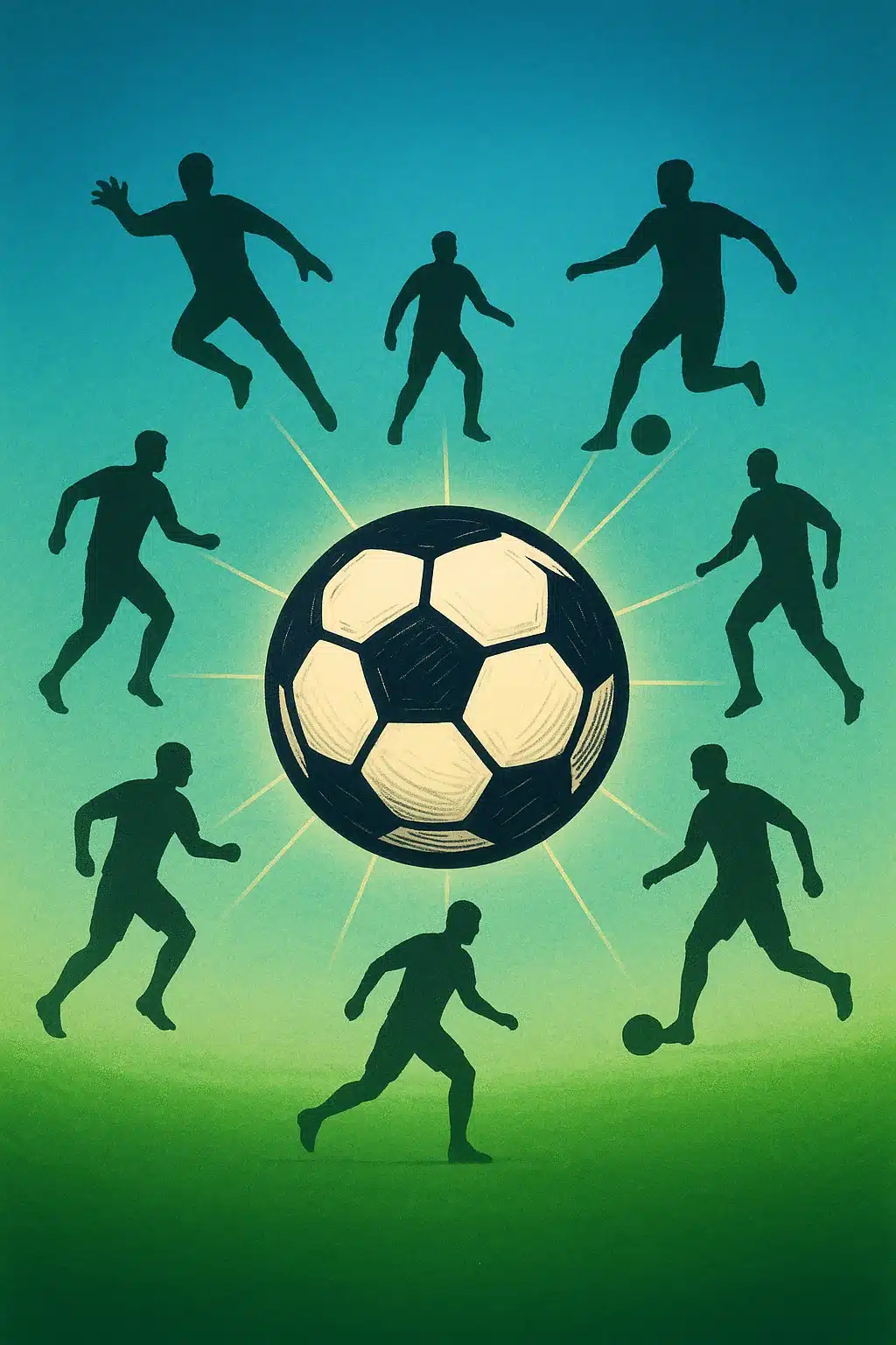soccer positions explained central soccer ball with player position silhouettes and light beams