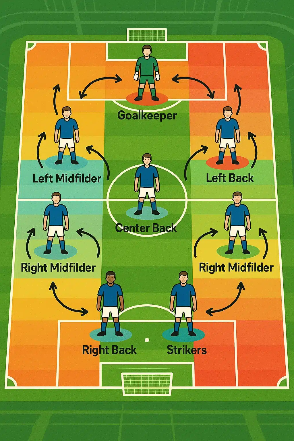 soccer positions explained illustrated soccer field with player roles and movement patterns