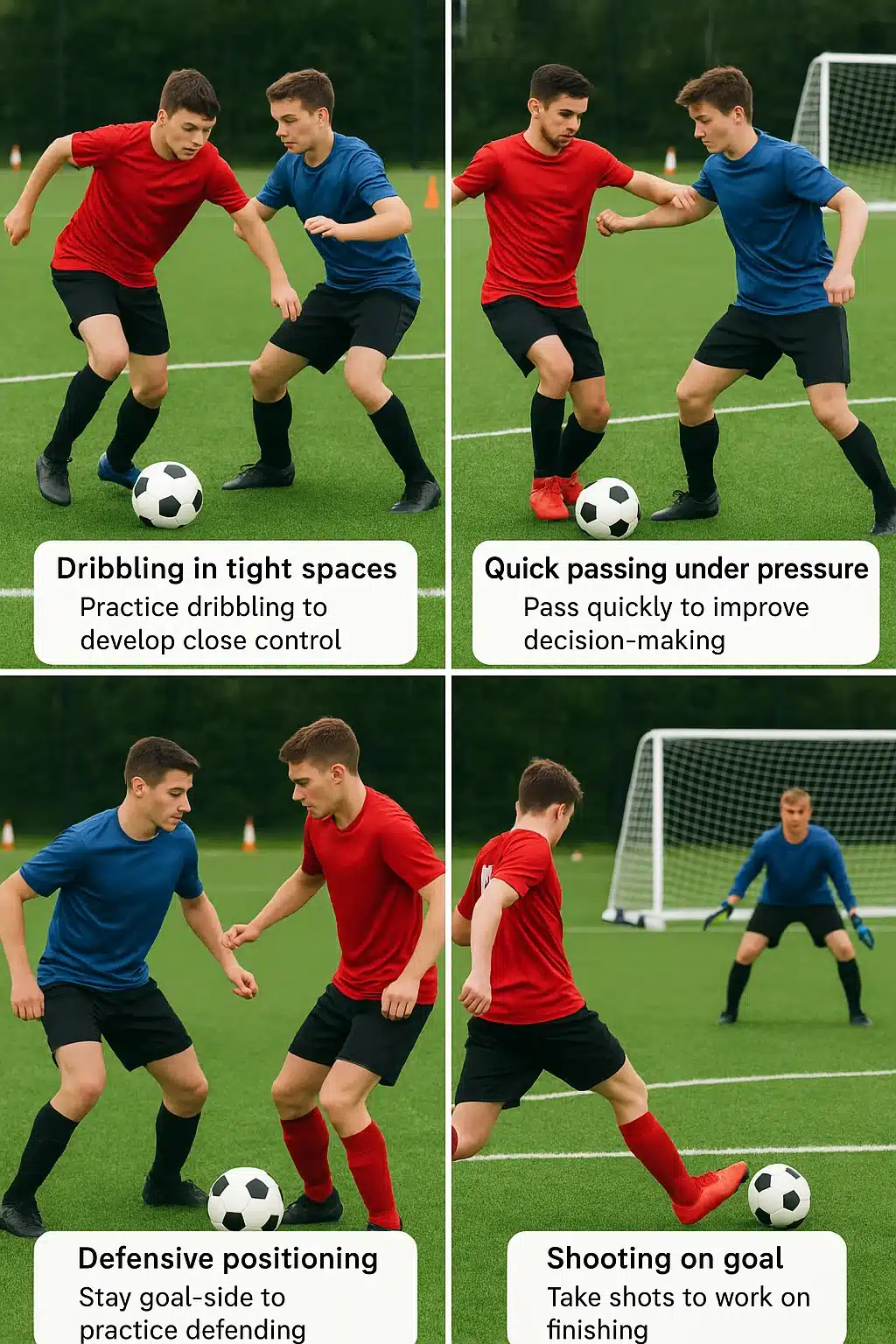 soccer small sided games skill development shots with coaching captions