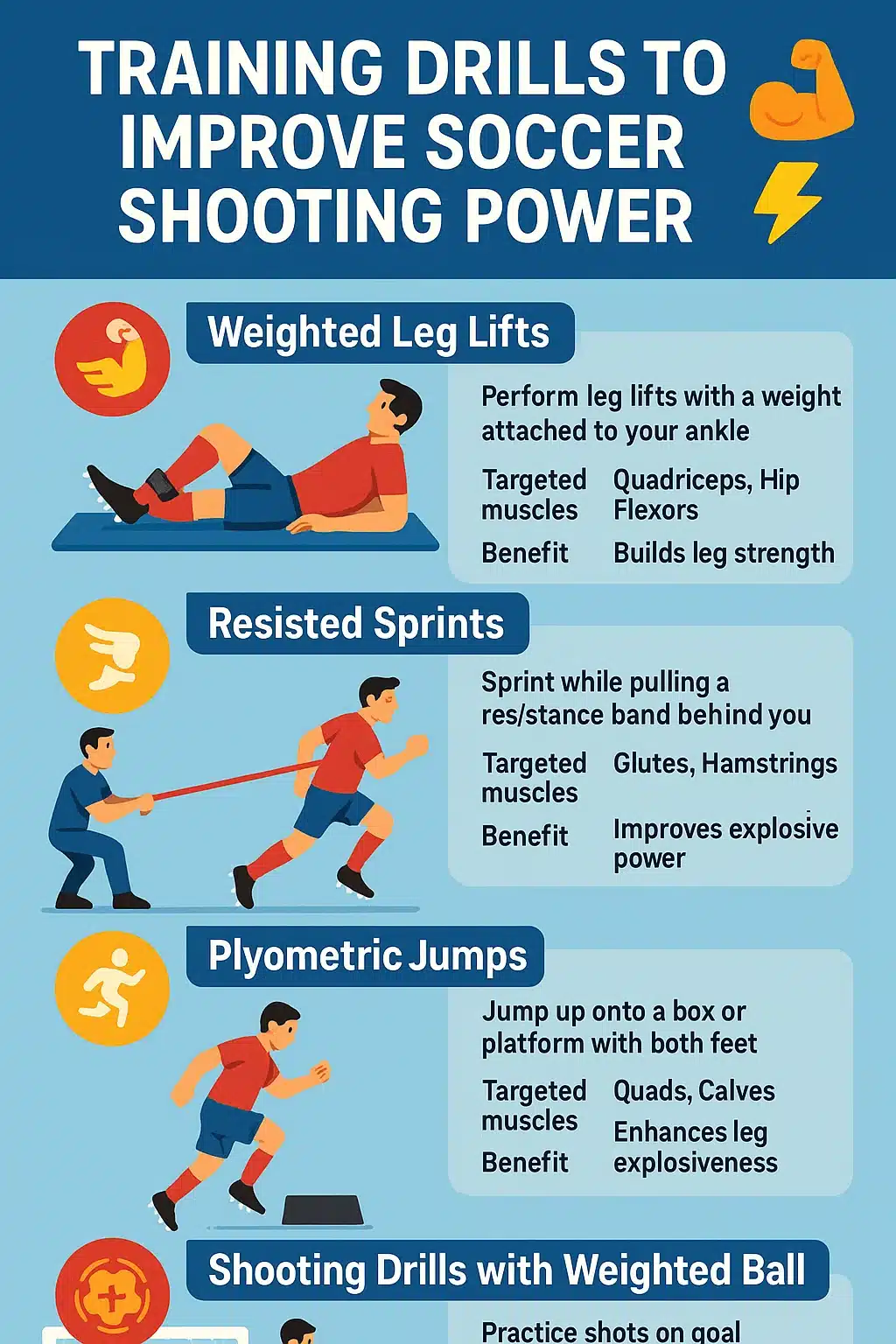 5 Proven Ways To Boost Your Soccer Shooting Power Fast 4 soccer training drills infographic enhancing soccer shooting power